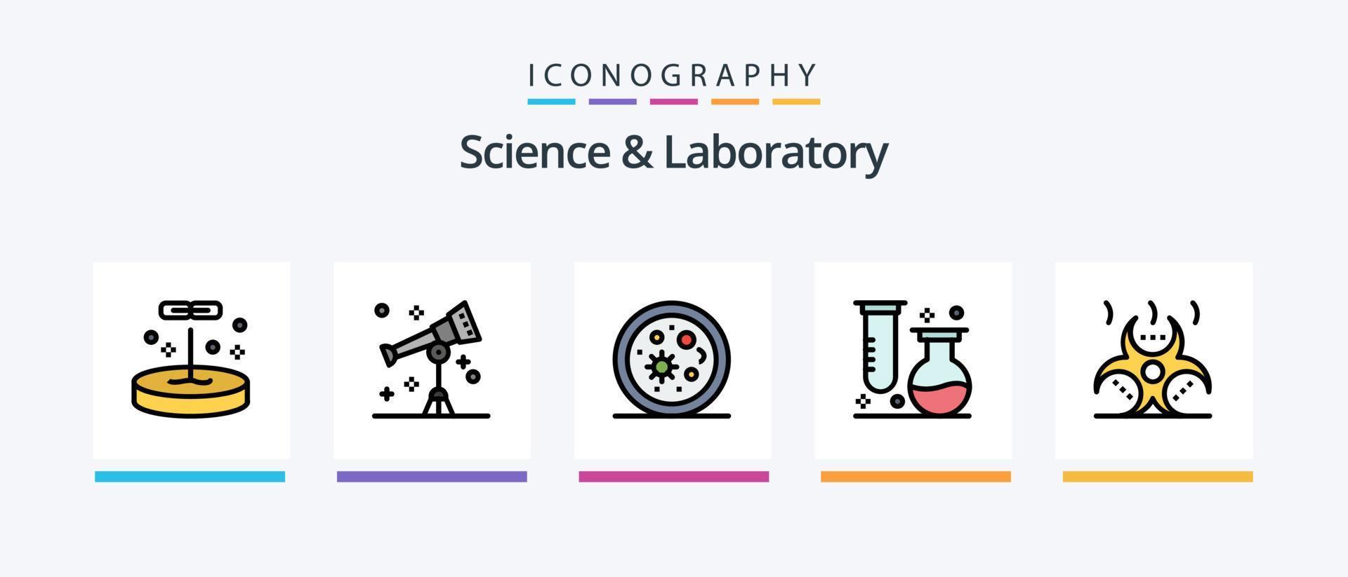 linha de ciência cheia de 5 ícones, incluindo biologia. física. tubo. pêndulo. leitura. design de ícones criativos vetor