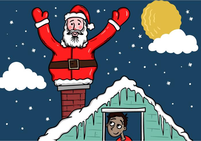 Papai Noel no telhado vetor