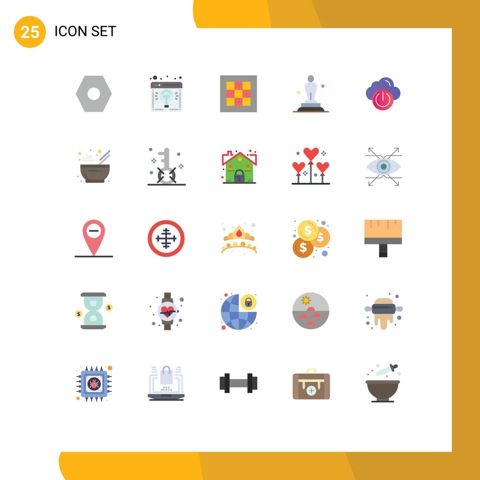 grupo de 25 sinais e símbolos de cores planas para o troféu oscar grid award software editável vetor elementos de design