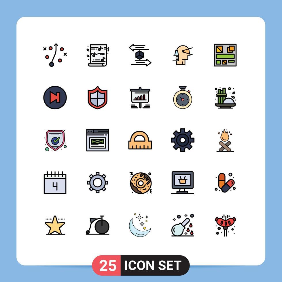 grupo de símbolos de ícone universal de 25 cores planas de linha preenchida moderna de elementos de design de vetores editáveis de líder de entrega de caminho de design