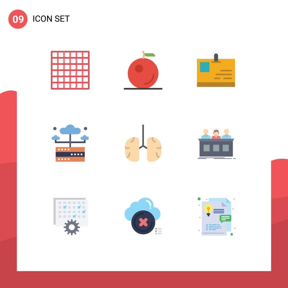 pacote de interface do usuário de 9 cores planas básicas do banco de dados de saúde da competição respira anatomia elementos de design de vetores editáveis