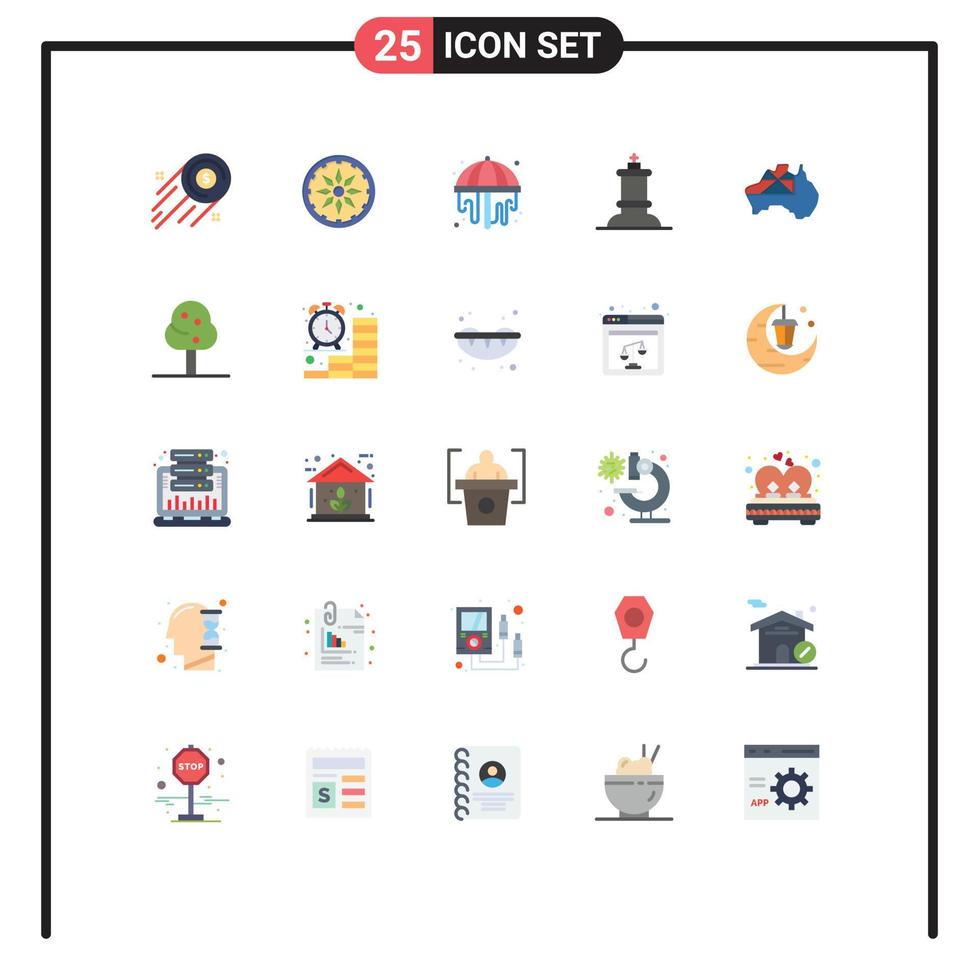 conjunto de cores planas de interface móvel de 25 pictogramas de mapa de parque natural do país rei elementos de design de vetores editáveis