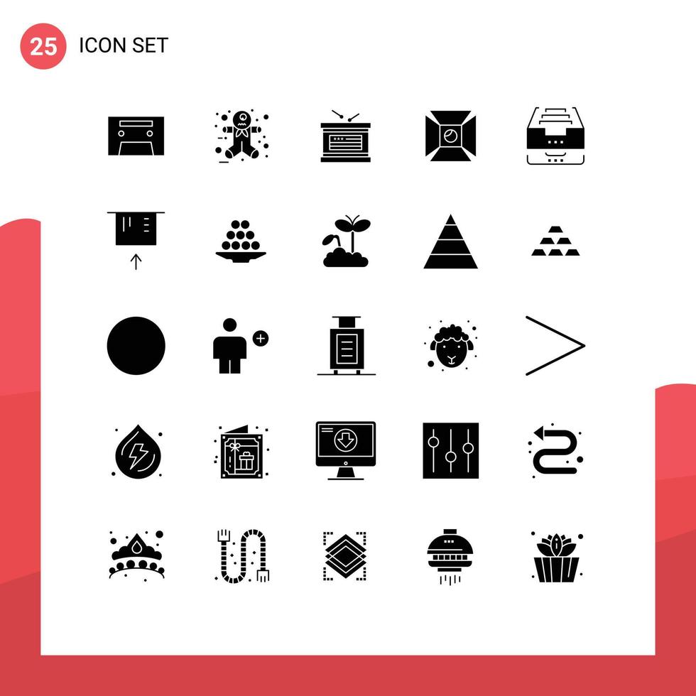 25 ícones criativos, sinais e símbolos modernos da caixa de documentos, arquivo independente, luz, elementos de design de vetores editáveis