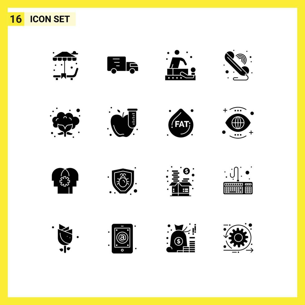 pacote de ícones vetoriais de estoque de 16 sinais e símbolos de linha para relaxamento de couve-flor vegetal comunicação wi-fi elementos de design de vetores editáveis