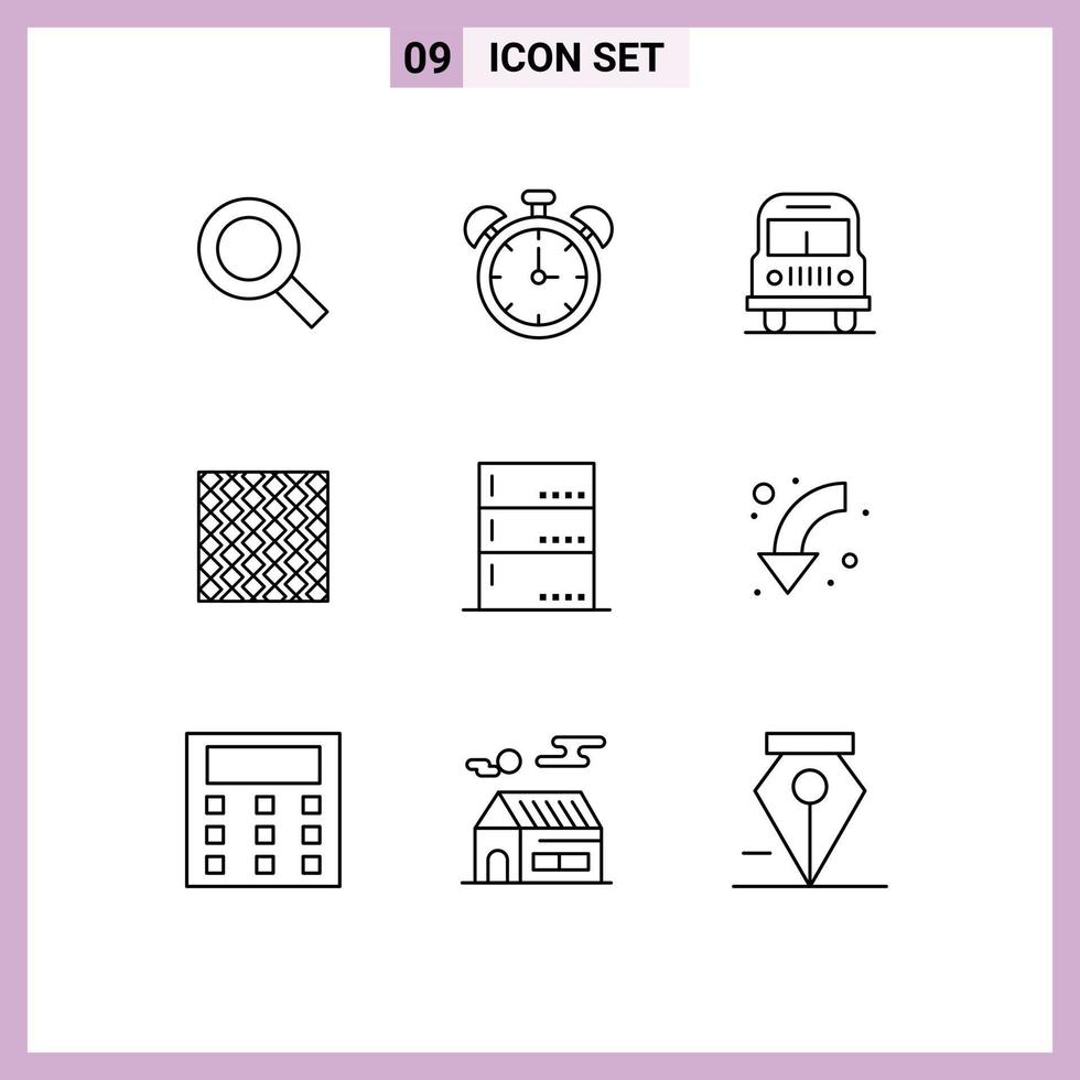 9 ícones criativos sinais modernos e símbolos de listras de parede transportam elementos de design de vetores editáveis de piso quadrado