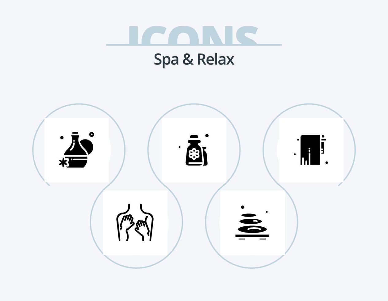 spa e relaxe o pacote de ícones de glifos 5 design de ícones. beleza . spa. massagem . jarro . vetor