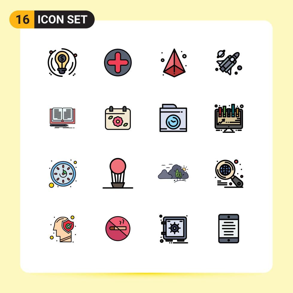 conjunto de 16 sinais de símbolos de ícones de interface do usuário modernos para a caixa de escrita do livro ciência mosca elementos de design de vetor criativo editáveis