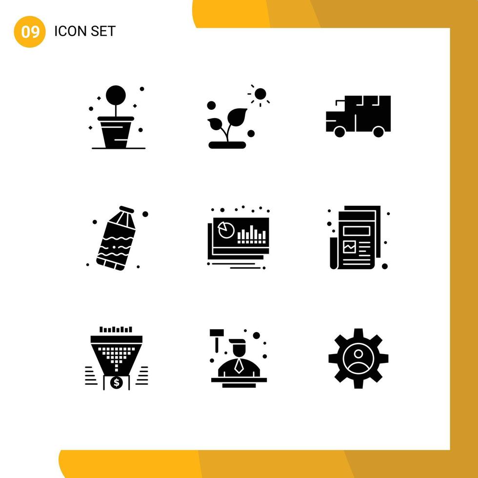pacote de ícones vetoriais de estoque de 9 sinais e símbolos de linha para gráficos financeiros, resíduos de contabilidade escolar, elementos de design de vetores editáveis