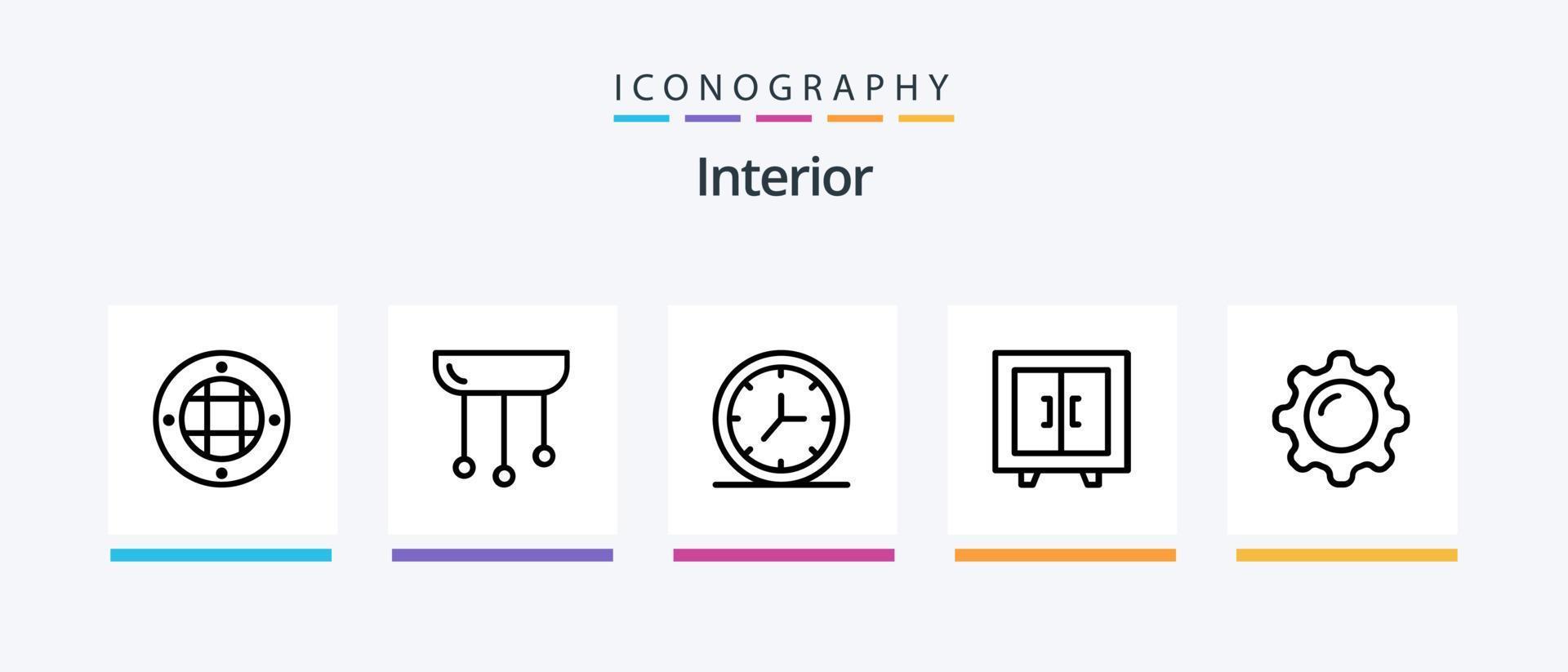 pacote de ícones da linha interior 5, incluindo luz. interior. interior. projeto. assento. design de ícones criativos vetor