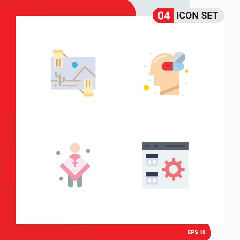 pacote de interface do usuário de 4 ícones planos básicos de contribuição imagem cristã saúde elementos de design de vetor editável masculino