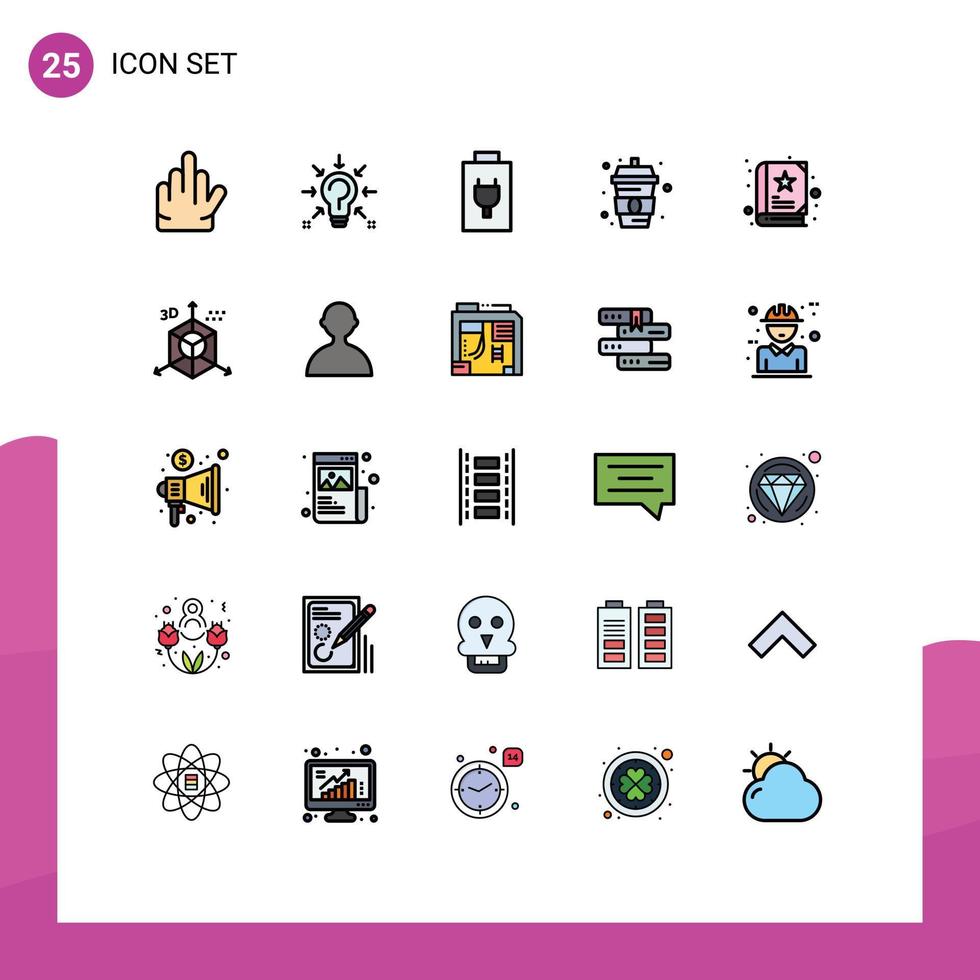 conjunto de 25 sinais de símbolos de ícones de interface do usuário modernos para história, bateria de bebê, água, comida, elementos de design de vetores editáveis