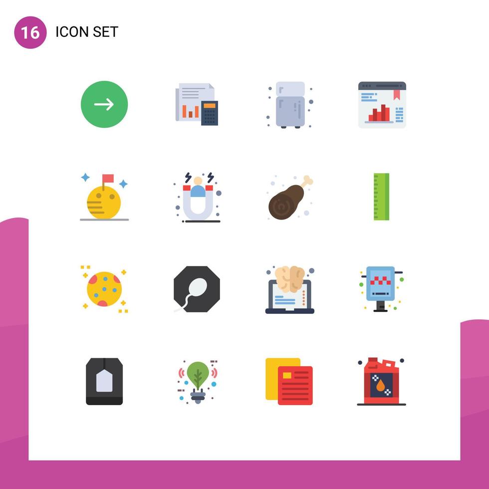 pacote de interface do usuário de 16 cores planas básicas de relatório de cozinha de orçamento de geladeira de dados pacote editável de elementos de design de vetores criativos