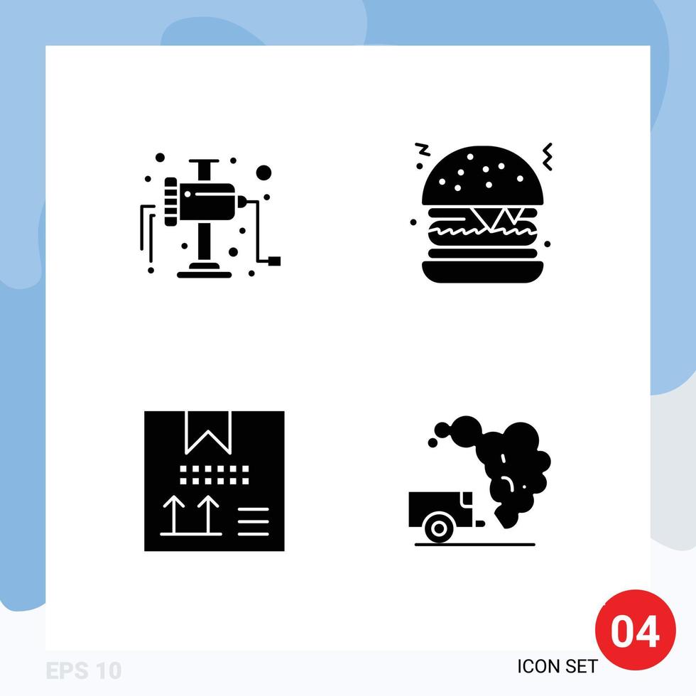 pacote de ícones vetoriais de estoque de 4 sinais e símbolos de linha para desenvolvimento de moedor, caixa de hambúrguer, despejo de elementos de design vetorial editáveis vetor