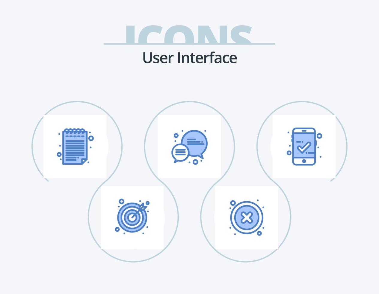 interface do usuário azul icon pack 5 design de ícone. . . ícone da almofada. acesso móvel. aprovado vetor