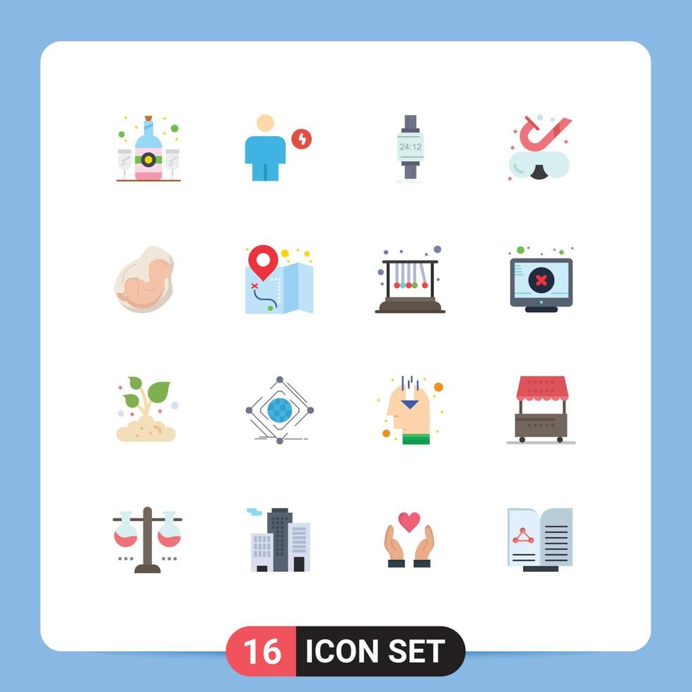 conjunto de pictogramas de 16 cores planas simples de óculos subaquáticos maçã de praia humana pacote editável de elementos de design de vetores criativos