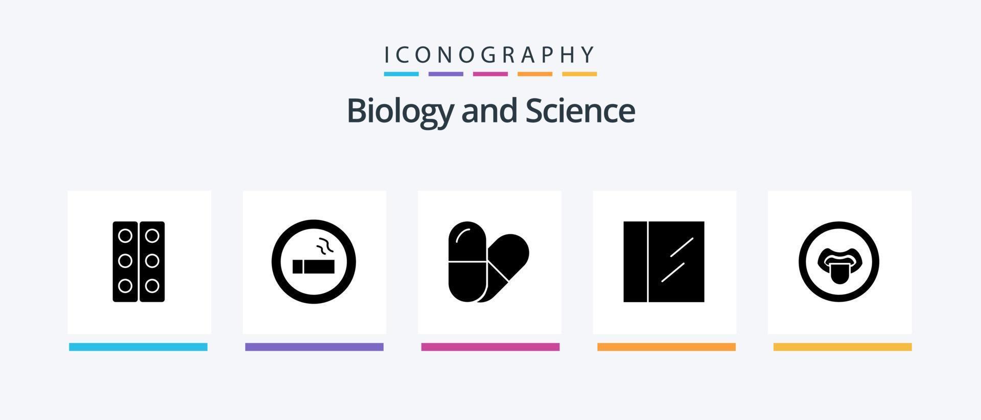 pacote de ícones de glifo 5 de biologia, incluindo . Ciência. comprimido. lábios. biologia. design de ícones criativos vetor