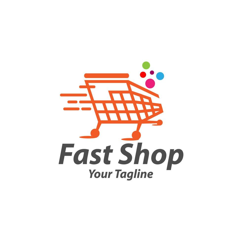 loja rápida, carrinho de compras, carrinho, ideias de logotipo de loja online. design de logotipo de inspiração. ilustração em vetor modelo. isolado no fundo branco