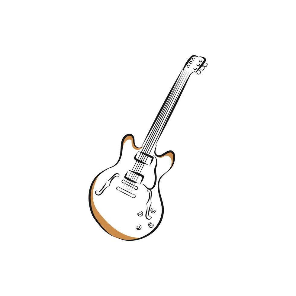 fundo de música preto e branco. guitarra e inscrição rock'n'roll. ilustração stock vetor