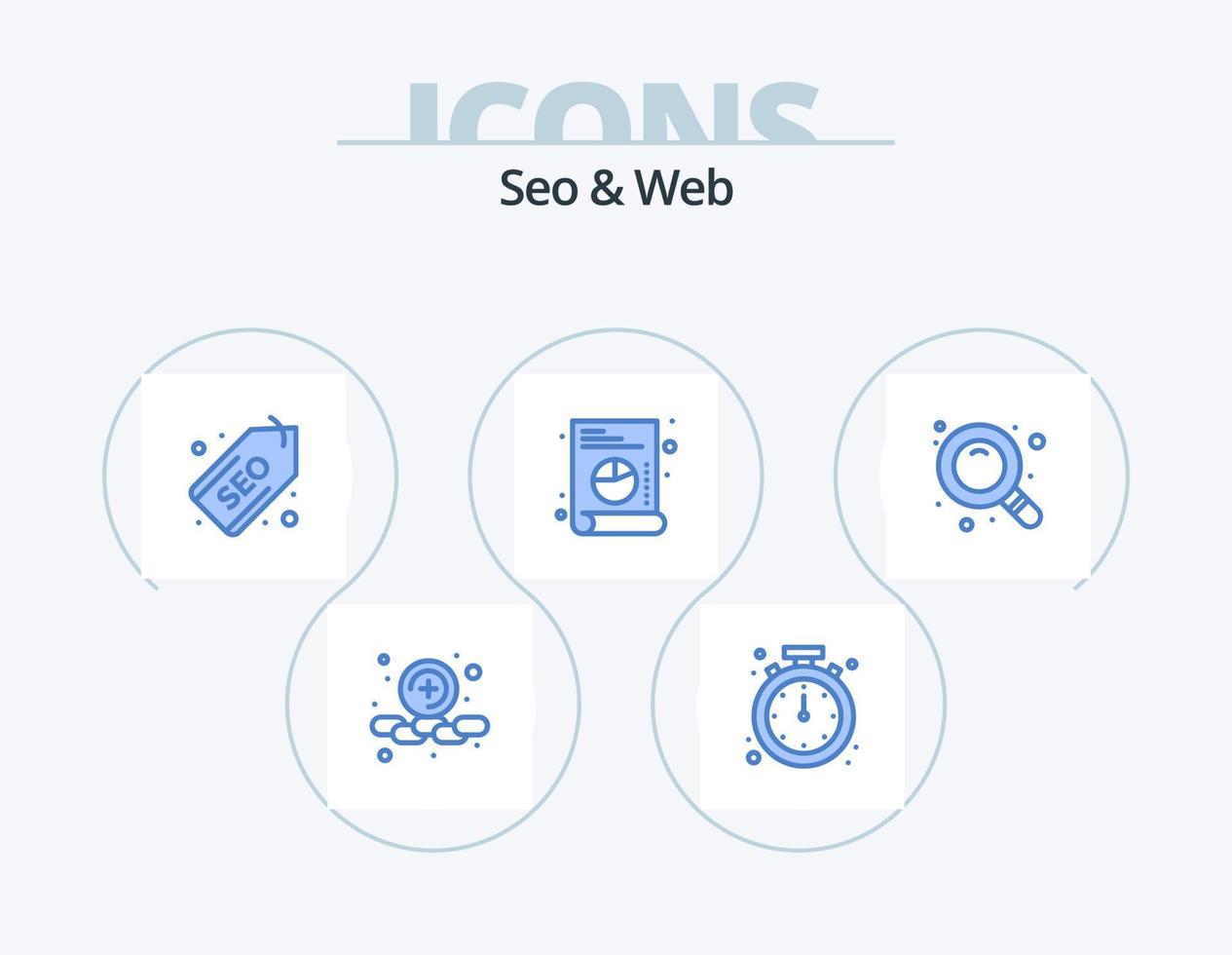 seo e web ícone azul pack 5 design de ícone. encontrar. procurar. rede. lista. rede vetor