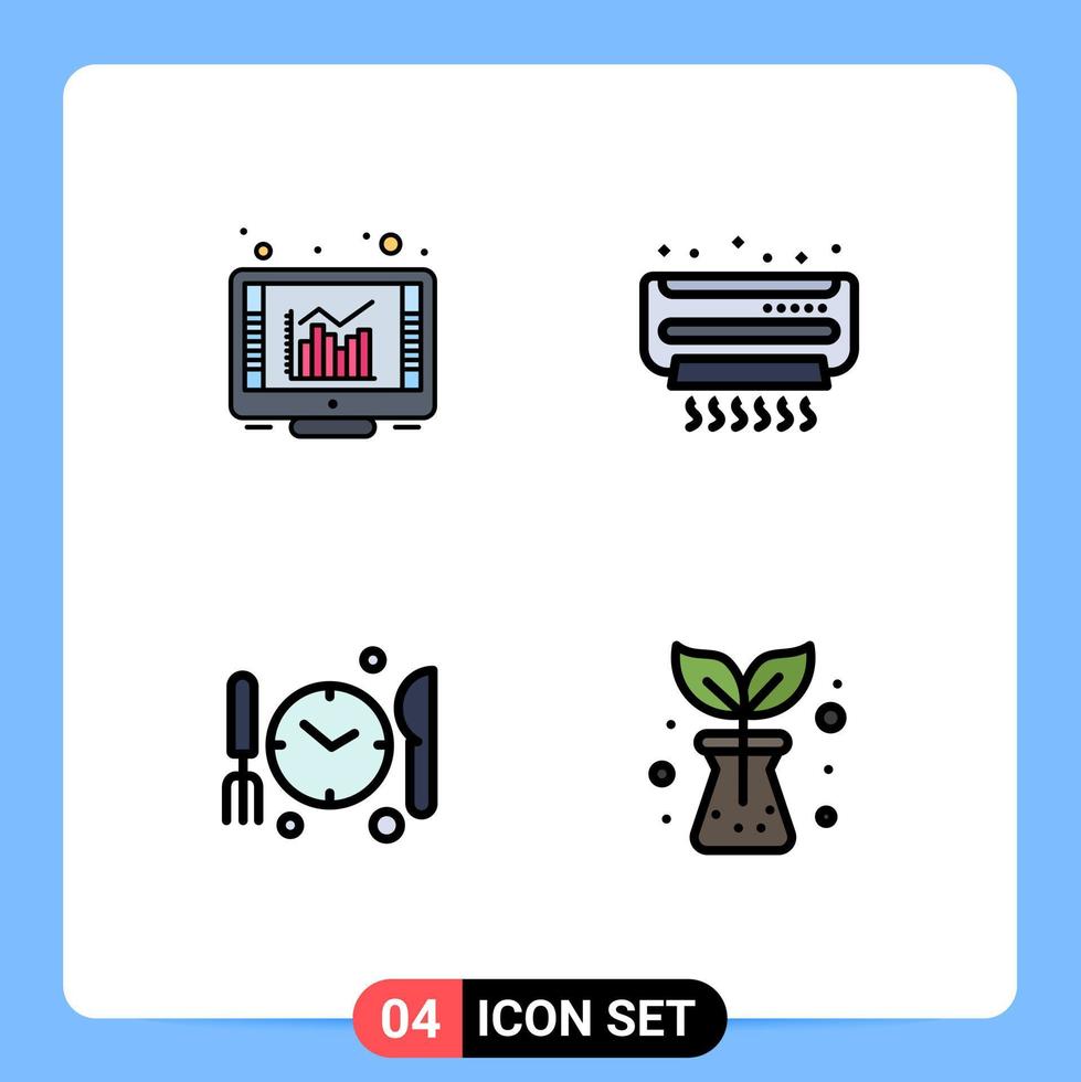 4 ícones criativos sinais e símbolos modernos do navegador dnner relatório condicionador agricultura elementos de design vetoriais editáveis vetor