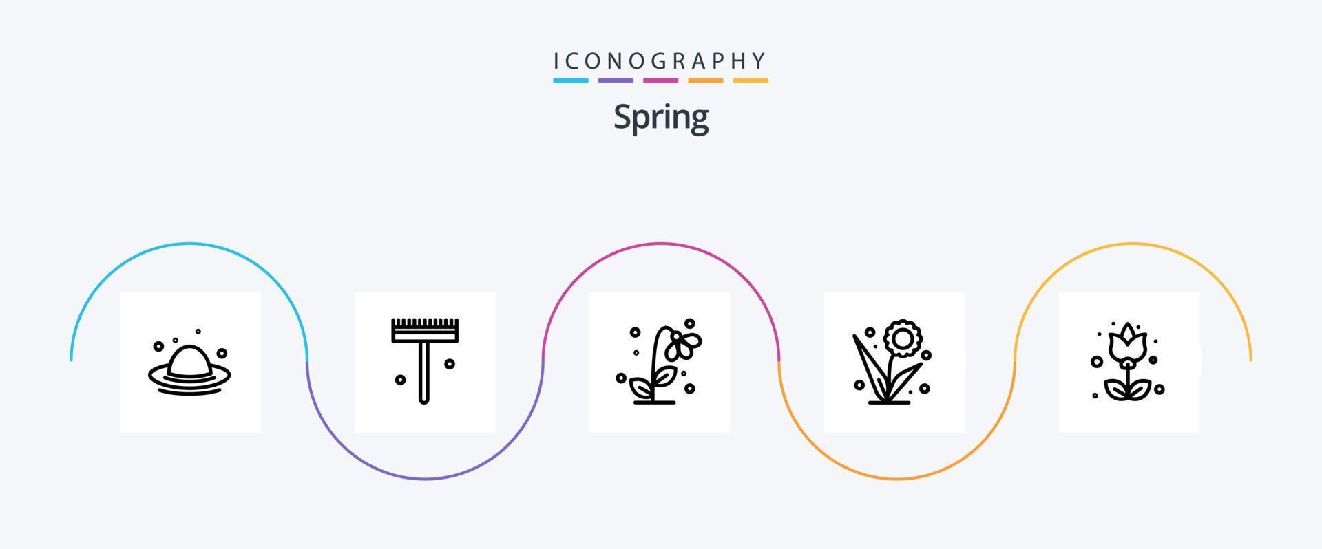 pacote de ícones da linha 5 da primavera, incluindo . floral. flora. flora. primavera vetor