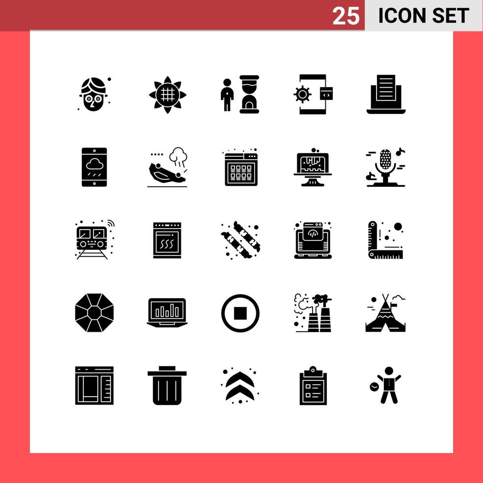pacote de ícones vetoriais de estoque de 25 sinais e símbolos de linha para prazo de desenvolvimento de laptop desenvolver elementos de design de vetores editáveis de aplicativos