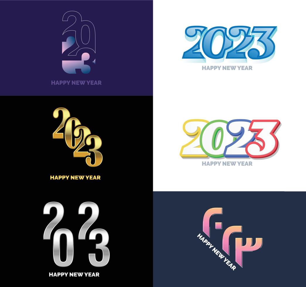 grande conjunto de design de texto de logotipo de feliz ano novo de 2023 modelo de design de número de 2023 vetor