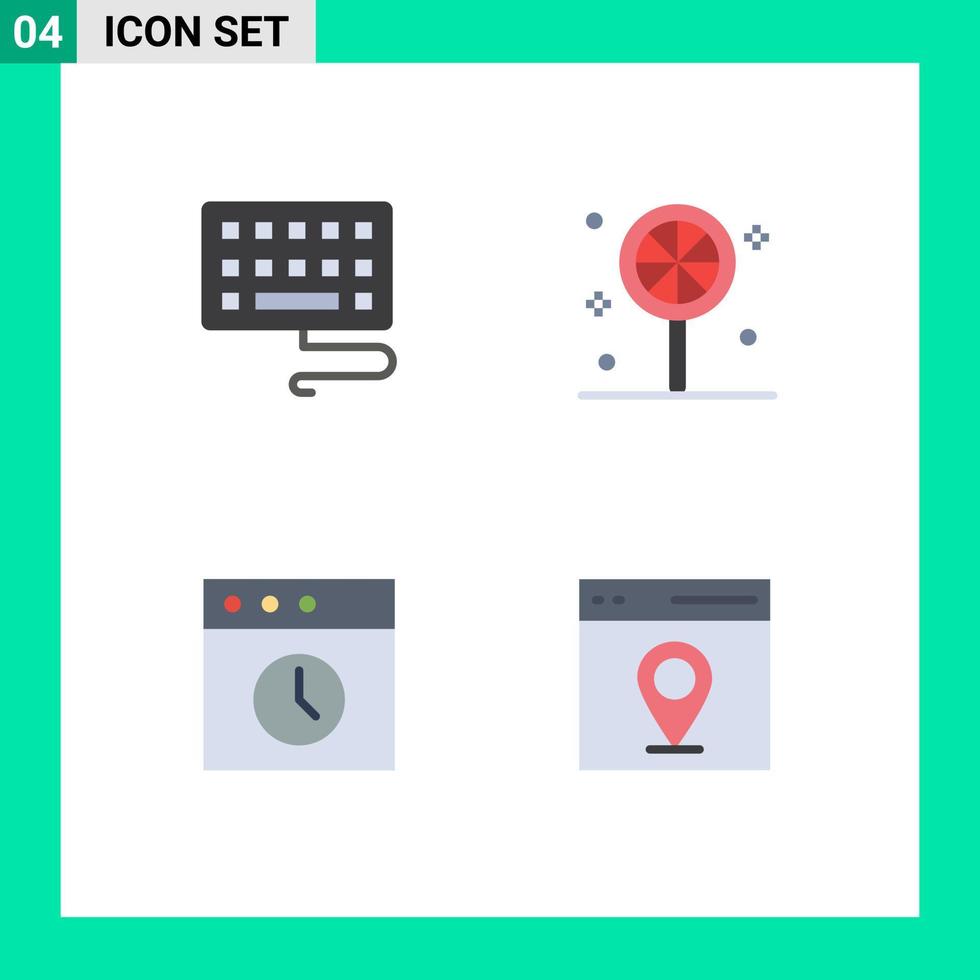 conjunto de pictogramas de 4 ícones planos simples de interface de teclado história de halloween elementos de design de vetores editáveis pelo usuário