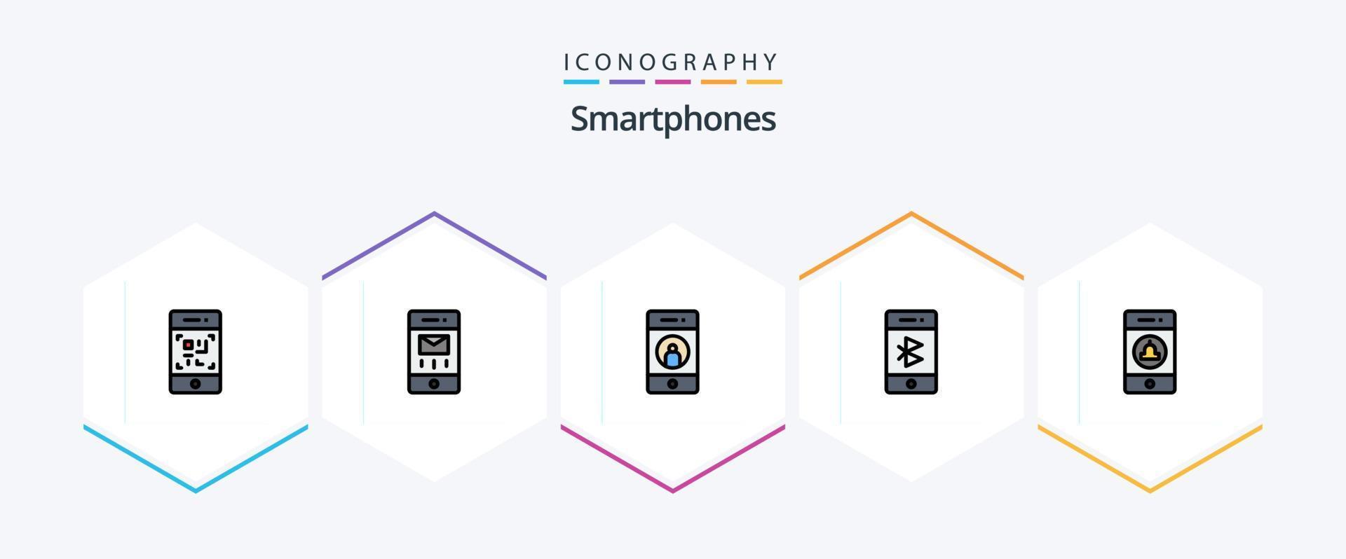 smartphones 25 pacote de ícones de linha preenchida, incluindo telefone. conexão. adicionar. comunicação. telefone vetor