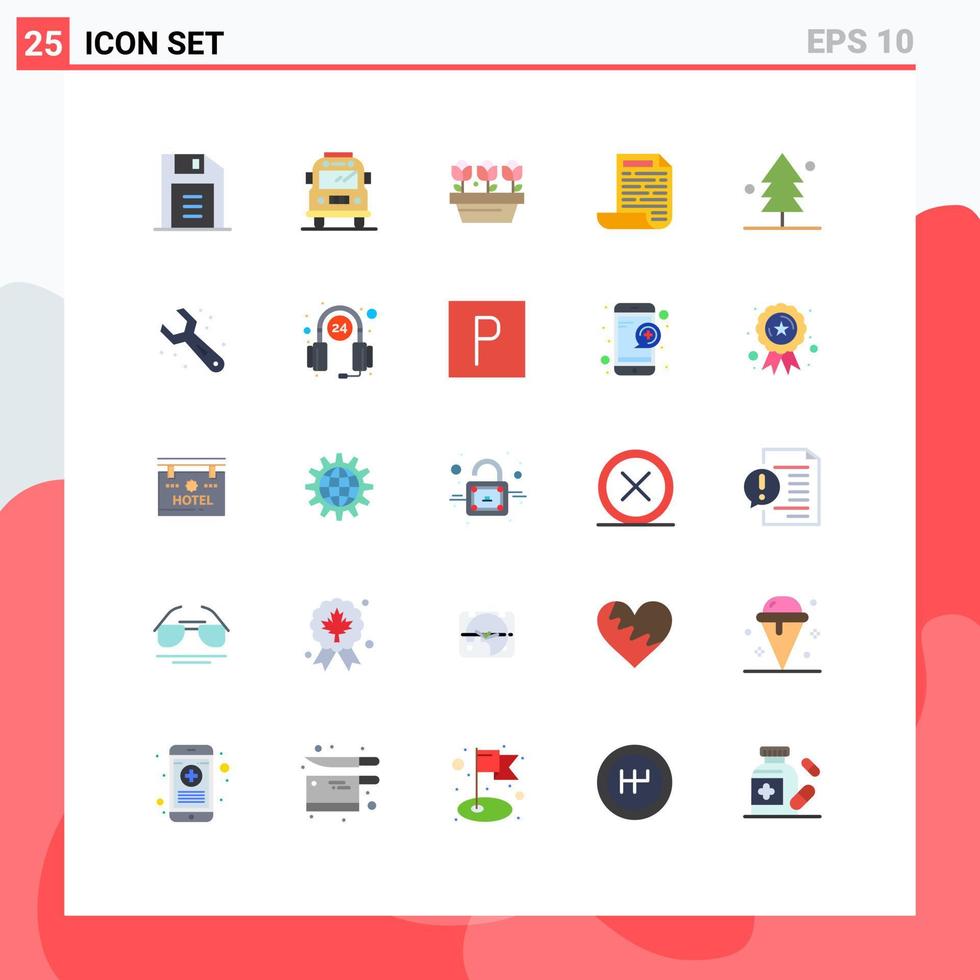 pacote de interface do usuário de 25 cores planas básicas de elementos de design de vetores editáveis de documento de jardim de planta natural ajustável