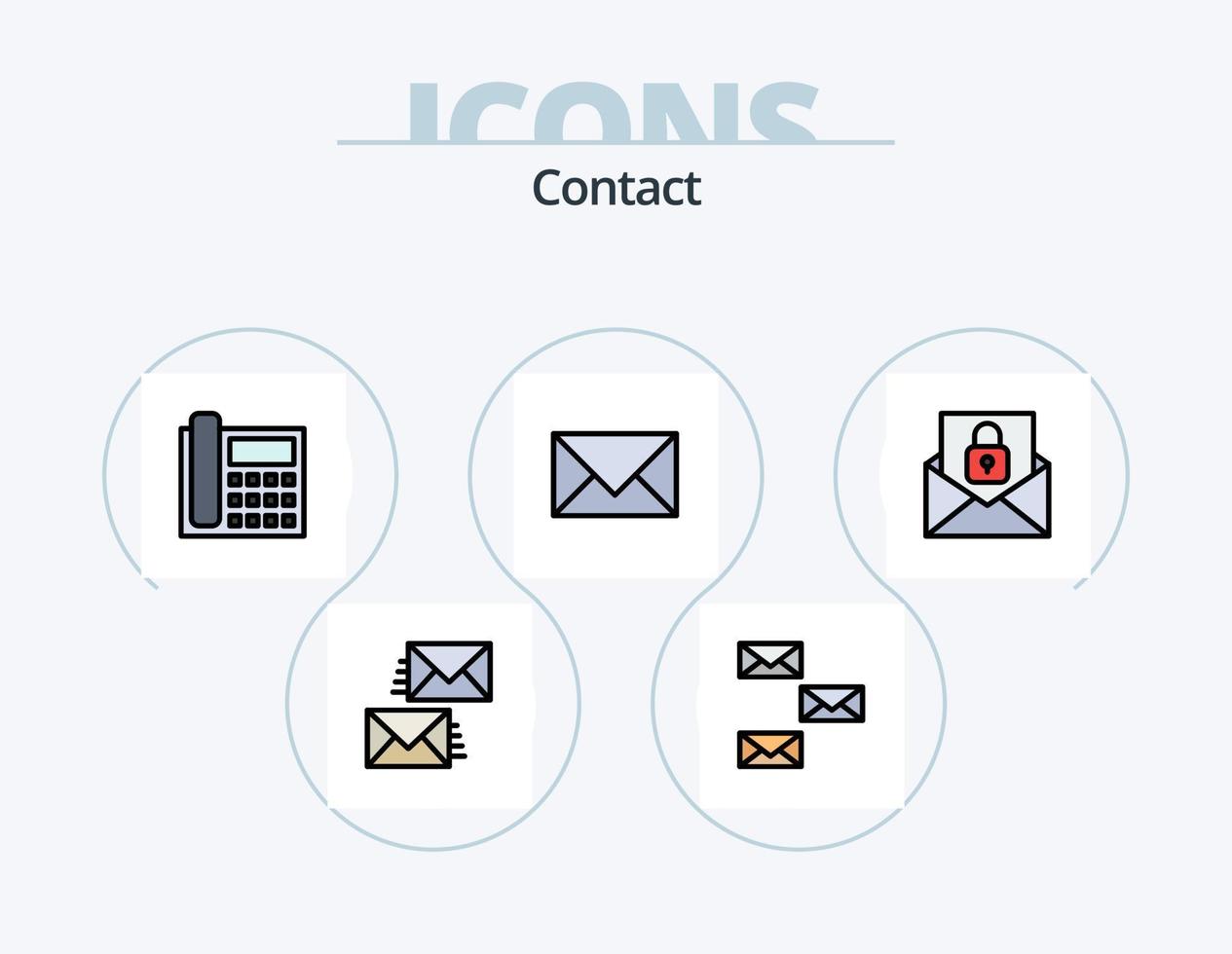 linha de contato cheia ícone pack 5 design de ícone. Contate-nos. voltar. carta. envelope. Contate-nos vetor