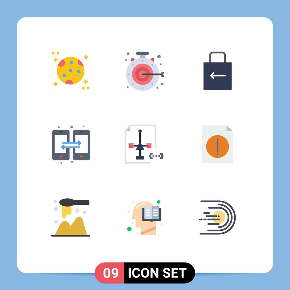 grupo de 9 sinais e símbolos de cores planas para elementos de design de vetores editáveis de dados móveis chave de desenvolvimento