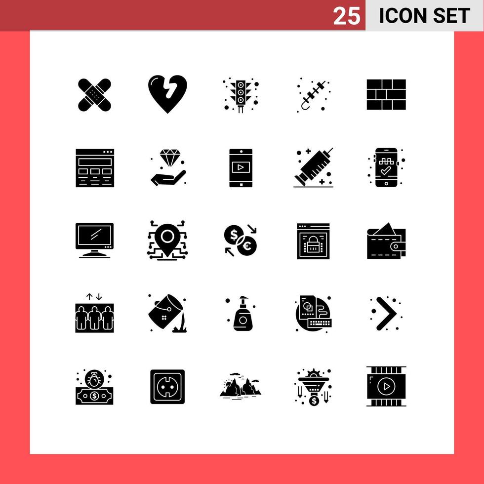 pacote de ícones vetoriais de estoque de 25 sinais e símbolos de linha para brochura de verão amor sinal de churrasco elementos de design de vetores editáveis