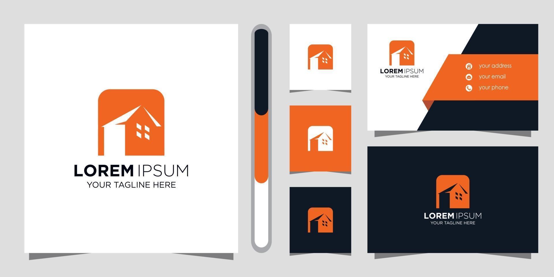 design de logotipo imobiliário e cartão de visita vetor