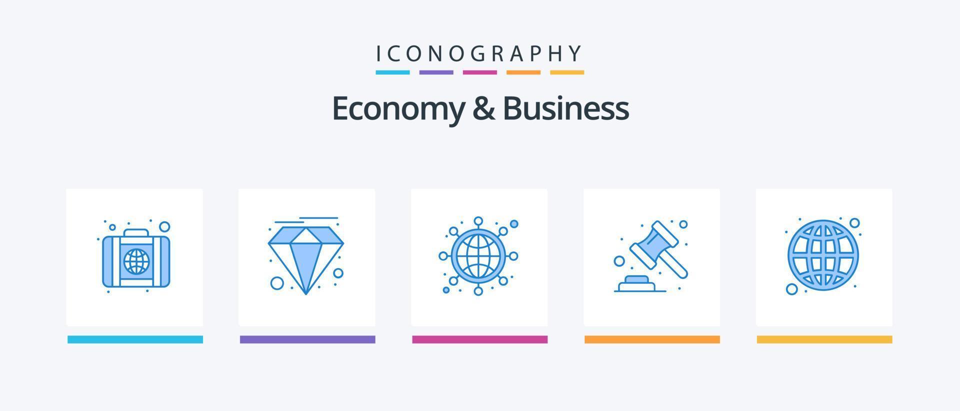 pacote de ícones azul 5 de economia e negócios, incluindo negócios. rede. lei. leilão. design de ícones criativos vetor