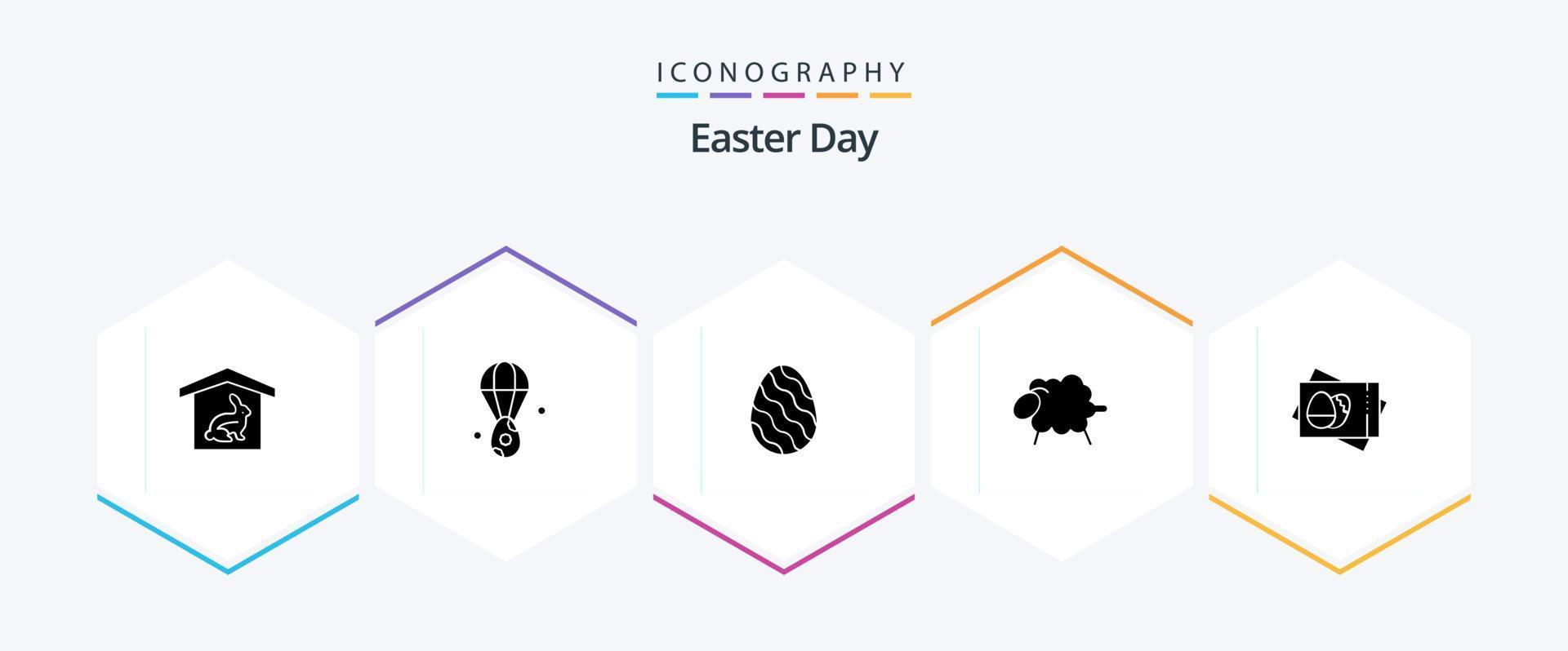 pacote de ícones de 25 glifos de páscoa, incluindo ovo. páscoa. ovo. lã. cordeiro vetor