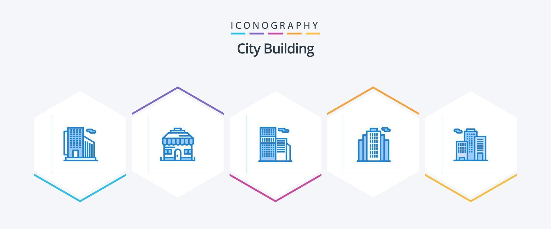 City Building 25 Blue Icon Pack incluindo . negócios. Estado. prédio. Estado vetor