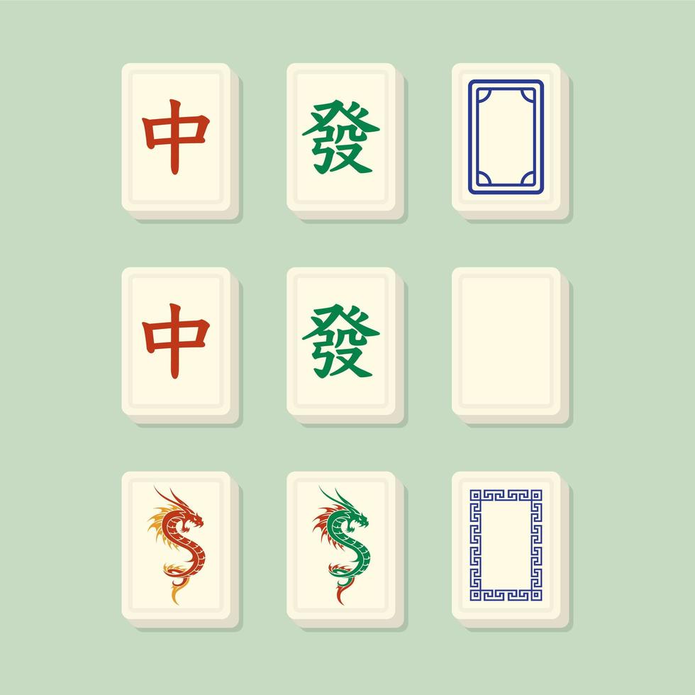 Mahjong honra peças de dragão vetor
