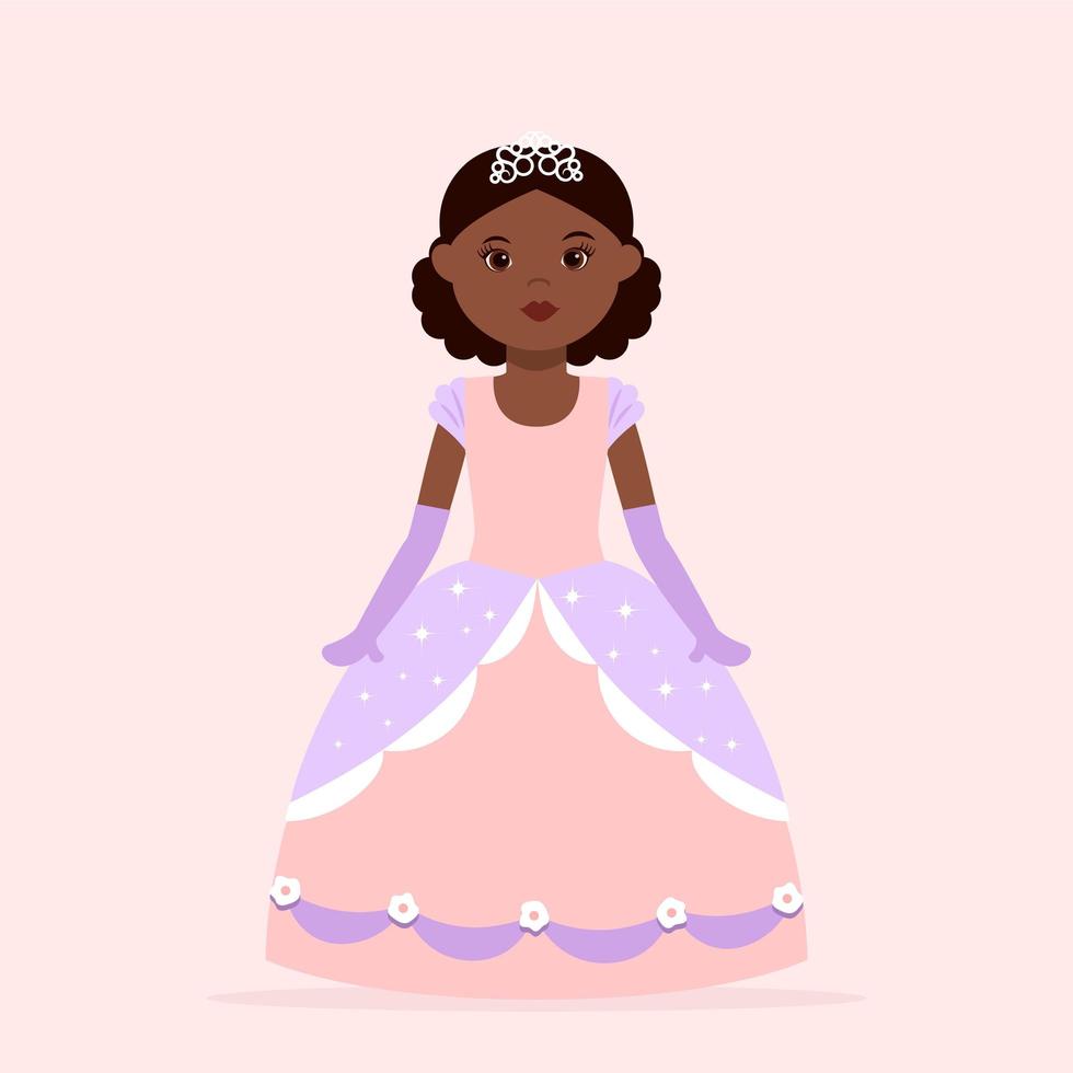 princesa negra com vestido de baile vetor