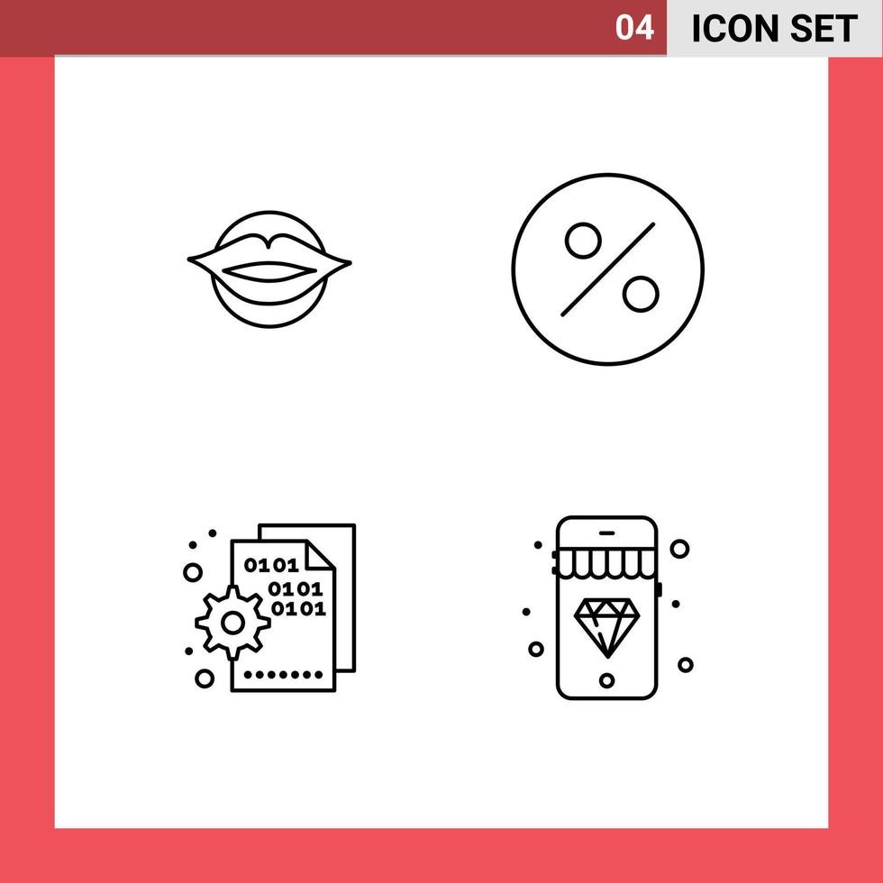 grupo de 4 sinais e símbolos de cores planas de linha preenchida