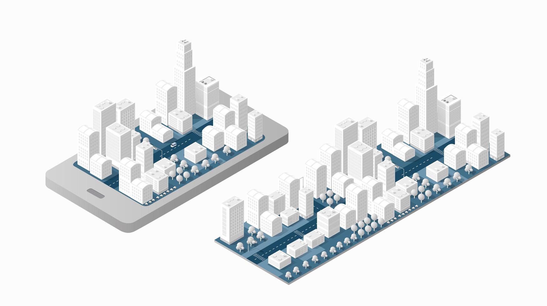 3D mapa da cidade isométrica vetor