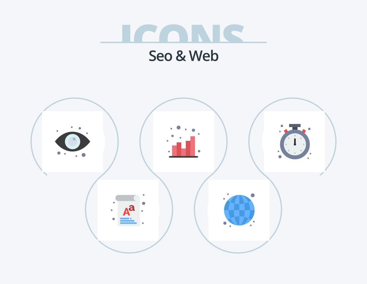 seo e web flat icon pack 5 design de ícones. alerta. rede. olho. seo. análise vetor