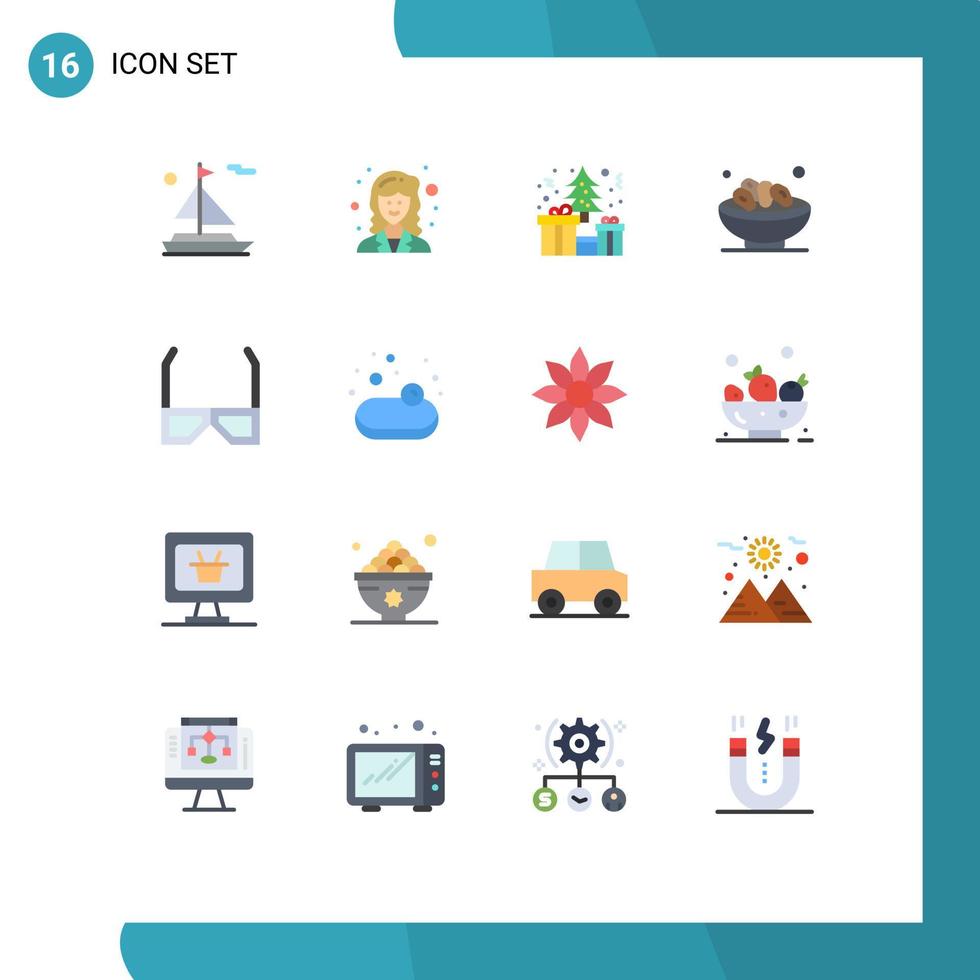 conjunto de 16 sinais de símbolos de ícones de interface do usuário modernos para óculos caixa de ramadã datas muçulmanas pacote editável de elementos de design de vetores criativos