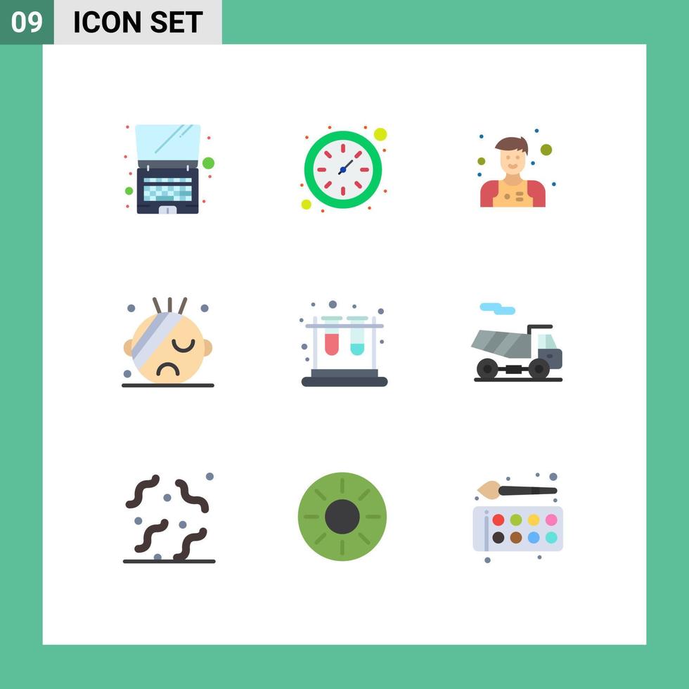 grupo de símbolos de ícone universal de 9 cores planas modernas de elementos de design de vetores editáveis da escola de teste de garçom de educação quad