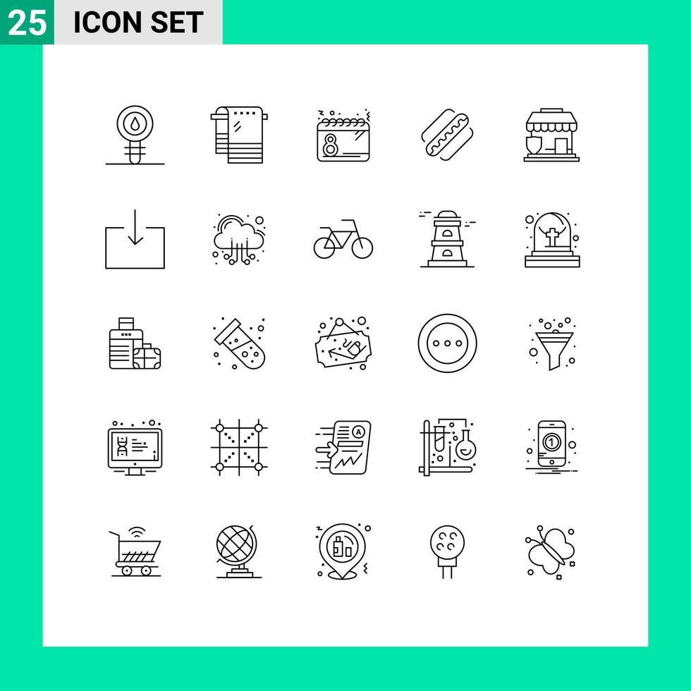 conjunto de 25 sinais de símbolos de ícones de interface do usuário modernos para estados americanos limpando américa mulheres elementos de design de vetores editáveis