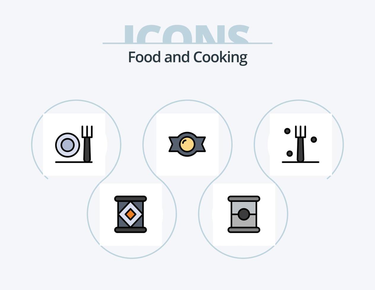 linha de comida cheia de ícones do pacote 5 design de ícones. . comida. pão. biscoito. cozimento vetor