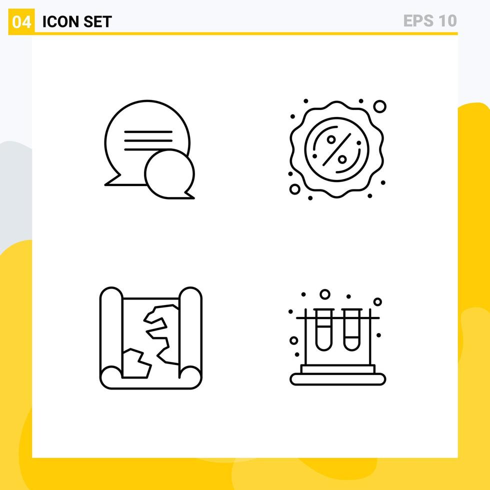 conjunto de pictogramas de 4 cores planas de linha preenchida simples de elementos de design de vetores editáveis de laboratório de localização de ponto de bate-papo