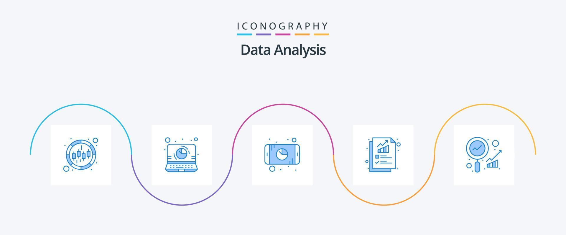 pacote de ícones azul 5 de análise de dados, incluindo análise. gráfico. análise. digital. torta vetor