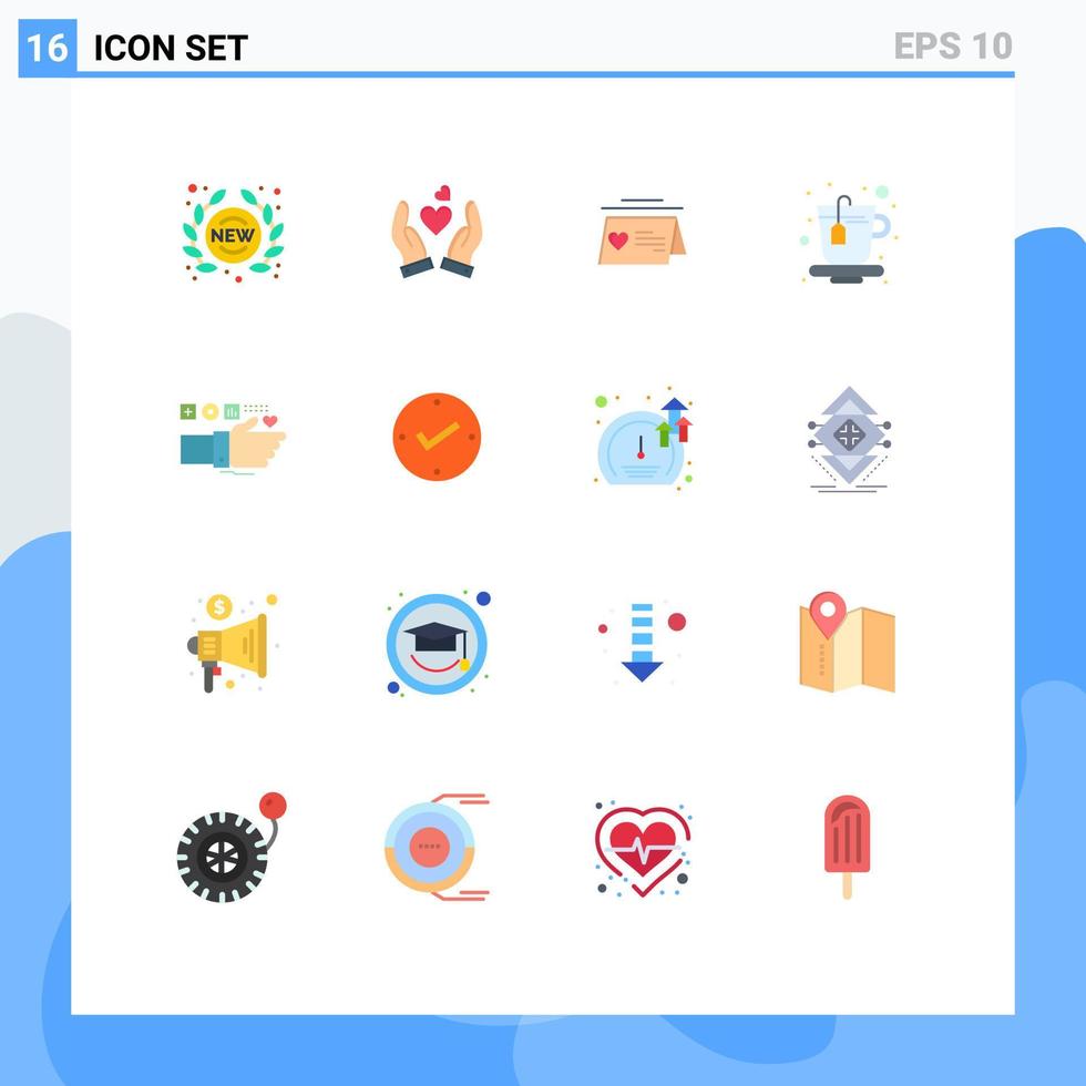 pacote de ícones vetoriais de estoque de 16 sinais e símbolos de linha para bebida de chá de casamento de tecnologia pacote editável de elementos de design de vetores criativos