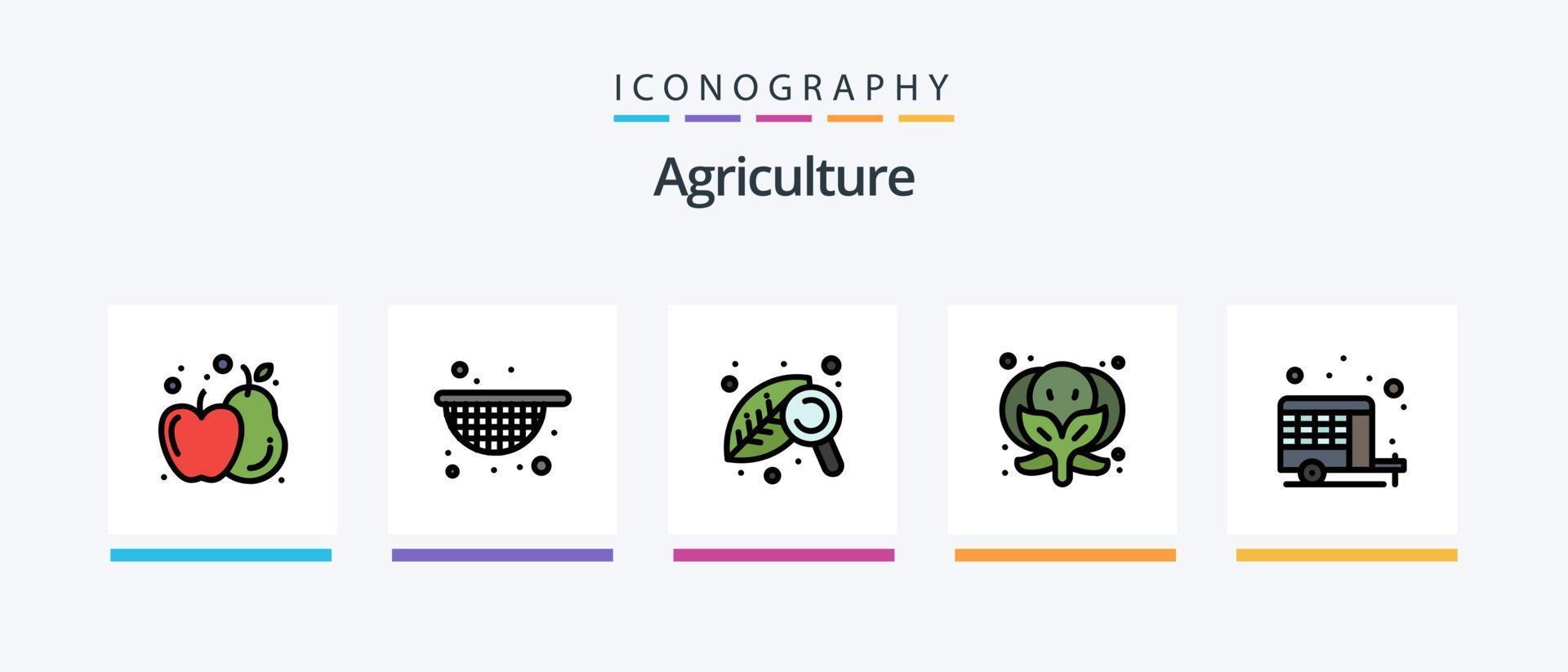 a linha de agricultura encheu o pacote de 5 ícones, incluindo comida. cenoura. agricultura. agricultura. celeiro. design de ícones criativos vetor